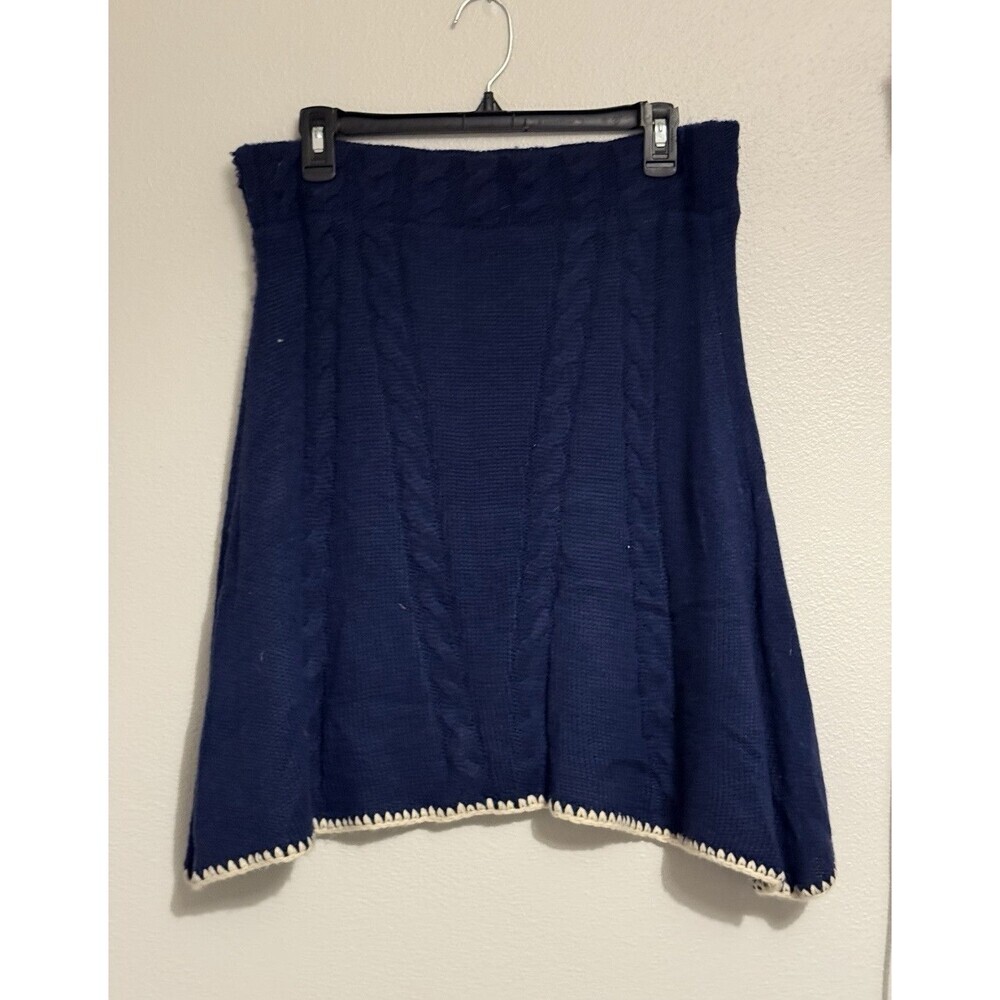 Anthropologie Nick & Mo Women's Cable Knit Skirt Blue Size L boho hippie earthy - Picture 3 of 6